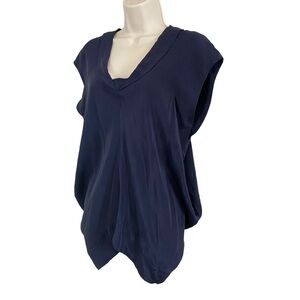 All Saints - Navy Silk Drapey Blouse - Size 8
